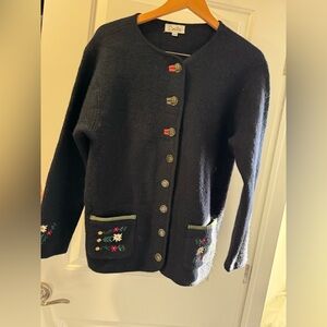Vintage wool Emilie Embellished Sweater with Floral Accents